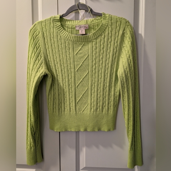 Jessica Simpson Vibrant Green Cable Knit Sweater - Picture 2 of 5